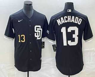 Men's San Diego Padres #13 Manny Machado Number Black 2023 Cool Base Stitched Jersey,We sell and wholesale Men's San Diego Padres #13 Manny Machado Number Black 2023 Cool Base Stitched Jersey on line form chian!